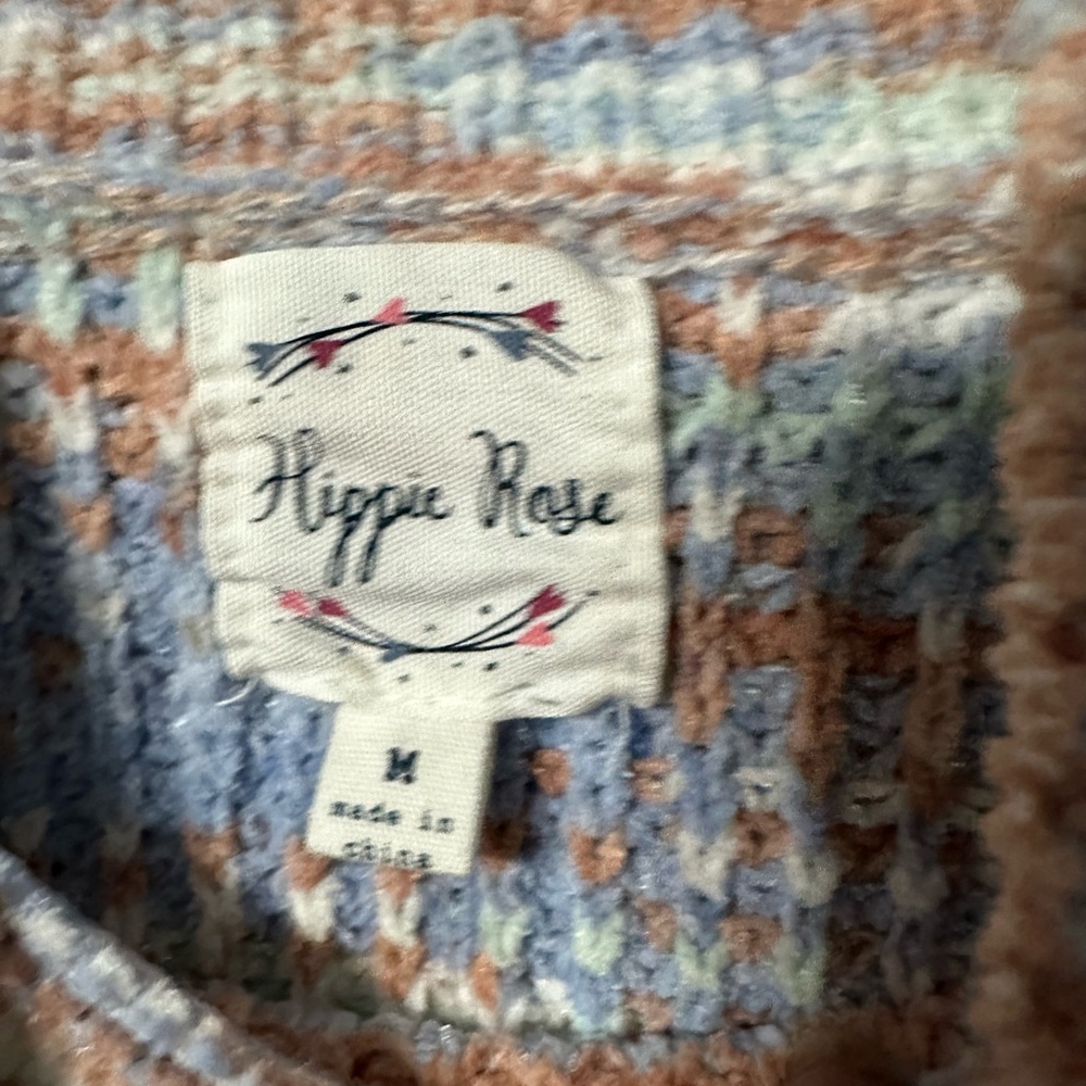 NWT Hippie Rose Multicolor Mock Neck Crocheted Sweater - Picture 14 of 16